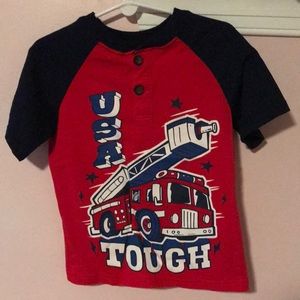 Usa tough fire truck toddler shirt